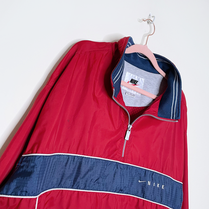vintage 90s nike 1/2 zip windbreaker small swoosh - size xl