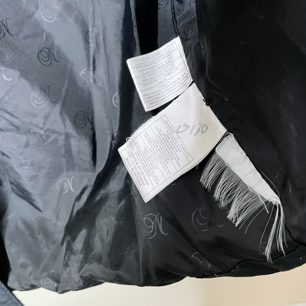 nike black small swoosh long hooded puffer jacket - size xs