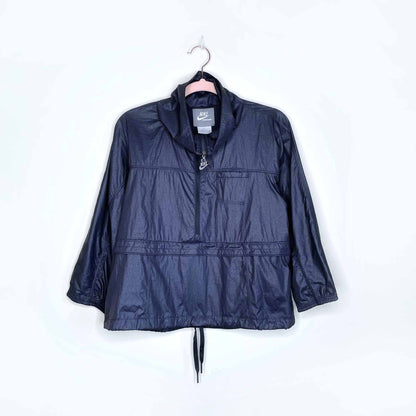 nwt nike grey packable popover 1/2 zip windbreaker - size small