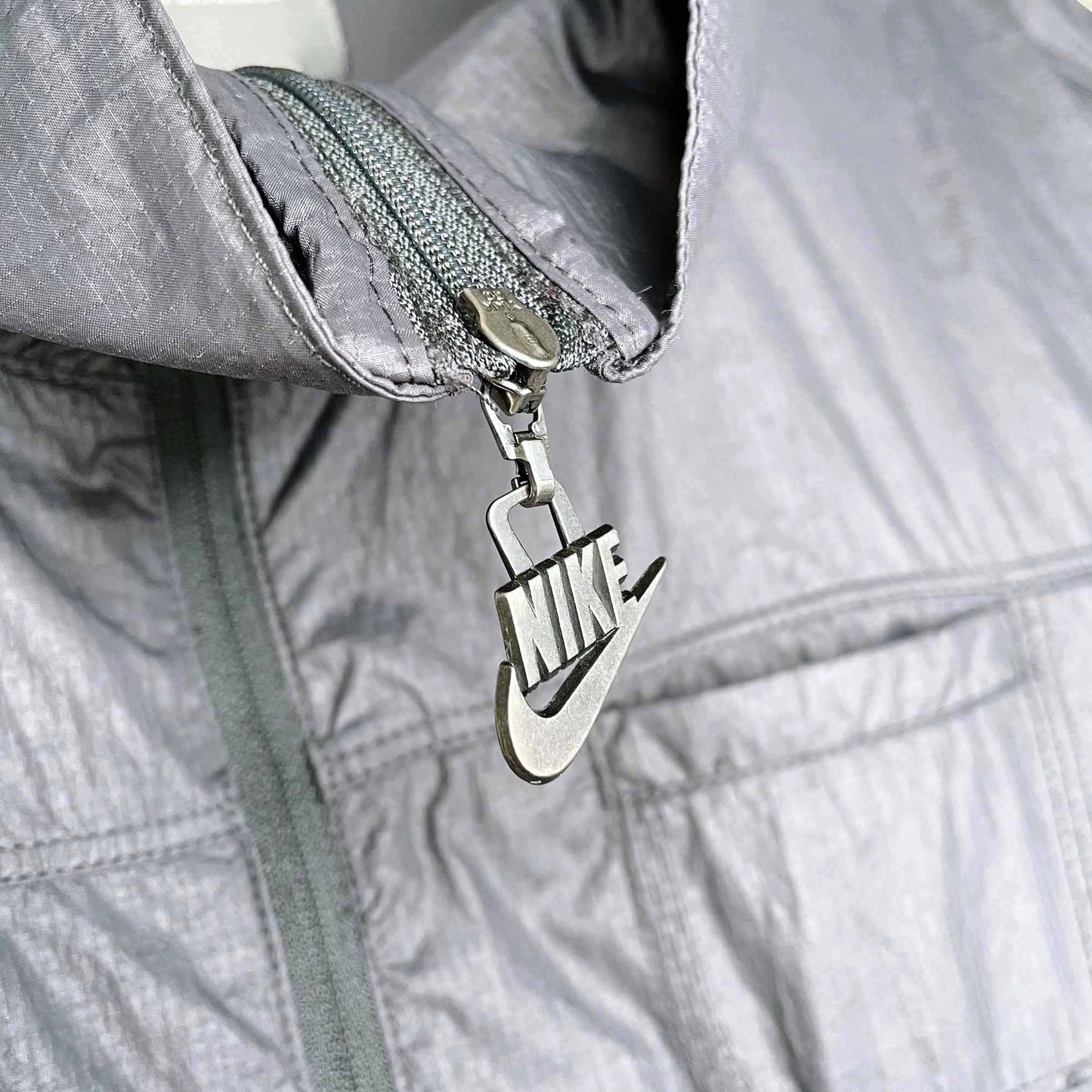 nwt nike grey packable popover 1/2 zip windbreaker - size small