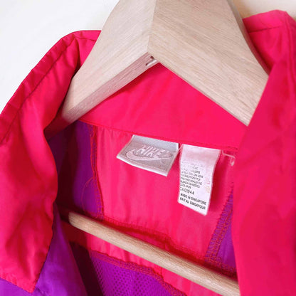 vintage 90's nike colourblock windbreaker with packable hood - size large