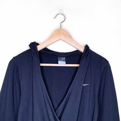 nike dri fit hooded wrap tie long sleeve ballet yoga top - size xl