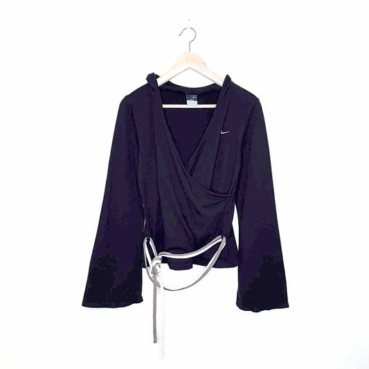 nike dri fit hooded wrap tie long sleeve ballet yoga top - size xl
