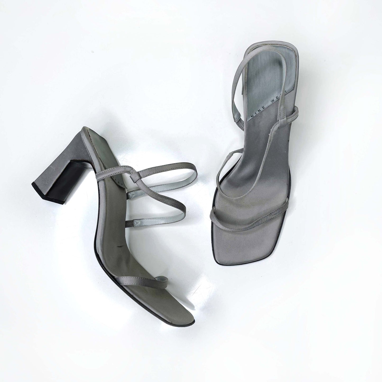 vintage nine west square toe strappy heeled sandals - size 10
