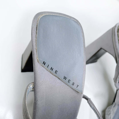 vintage nine west square toe strappy heeled sandals - size 10