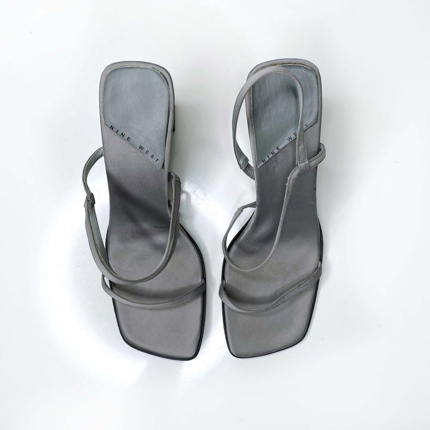 vintage nine west square toe strappy heeled sandals - size 10