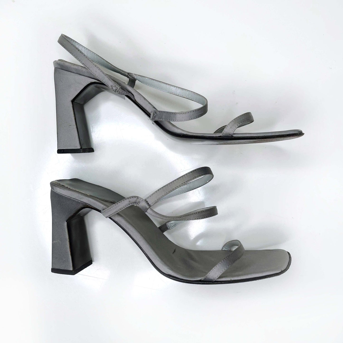 vintage nine west square toe strappy heeled sandals - size 10