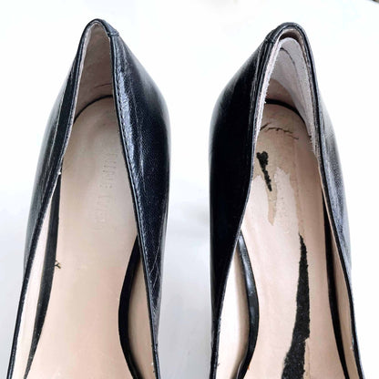 nine west black leather thick heel pumps - size 8.5