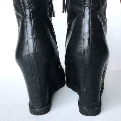 Nine West Pink top leather wedge bootie - size 8.5