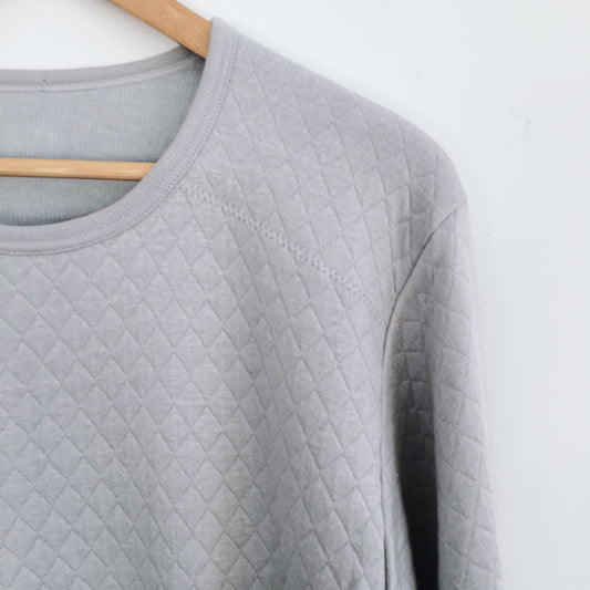 Grey Quilted Sweatshirt - Size Medium