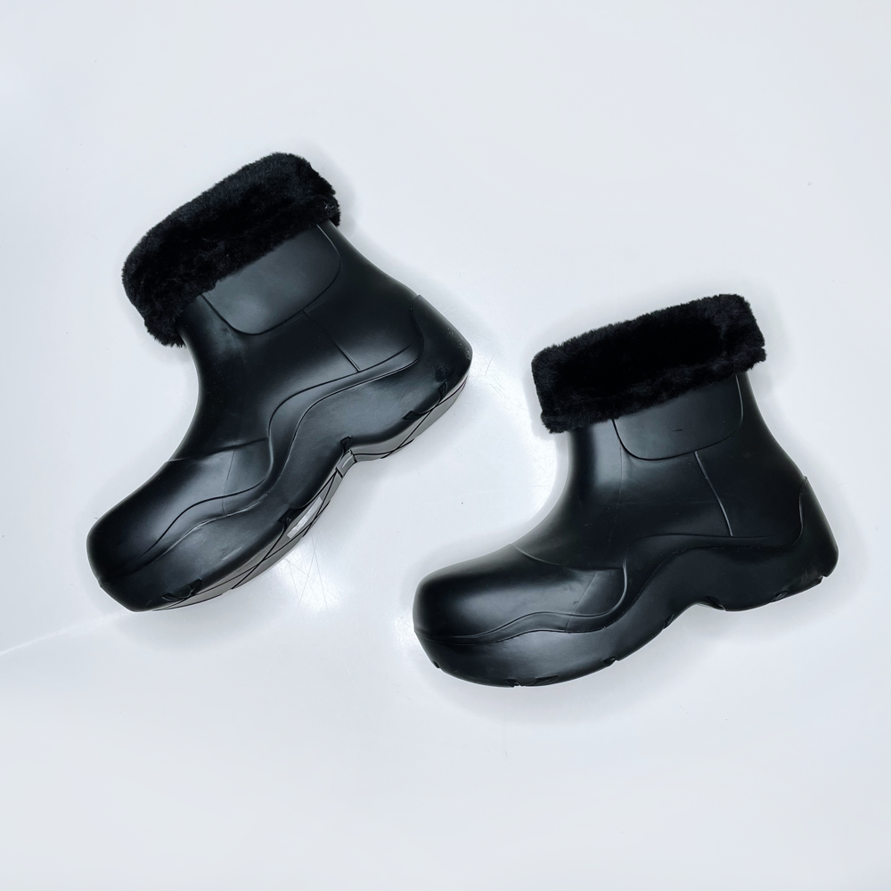 noize black fleece lined etta rubber rain boot - size 39