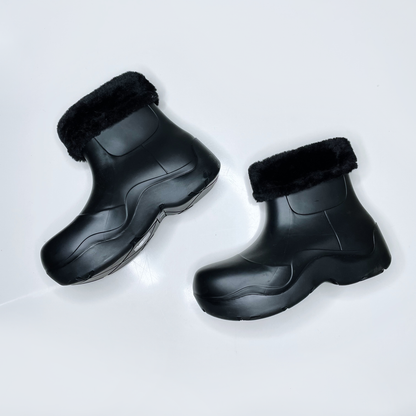 noize black fleece lined etta rubber rain boot - size 39