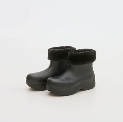 noize black fleece lined etta rubber rain boot - size 39