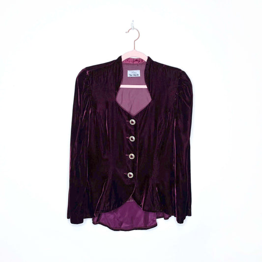 vintage nu-mode red victorian velvet riding jacket - size small
