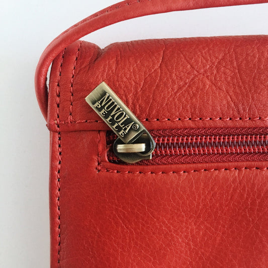 Nuvola Pelle Red Italian Leather Crossbody