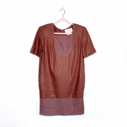 vintage miss o by oscar de la renta brown linen dress - size 6