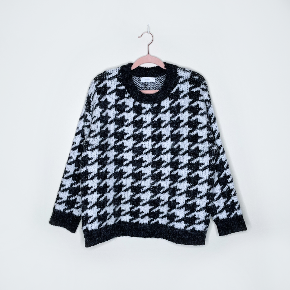 oak + fort houndstooth wool-blend sweater - size small
