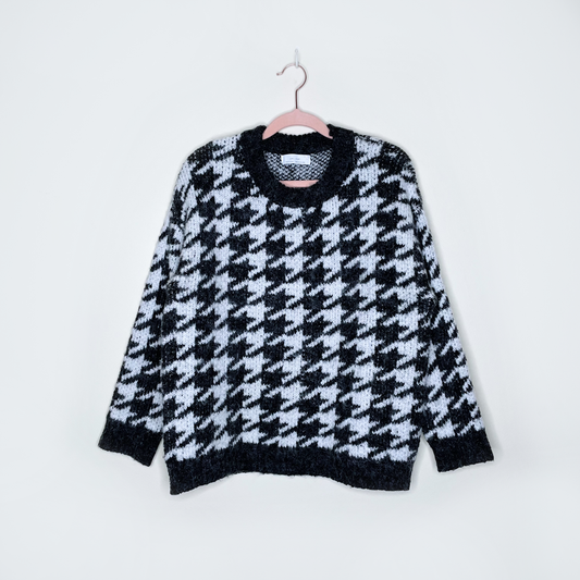 oak + fort houndstooth wool-blend sweater - size small