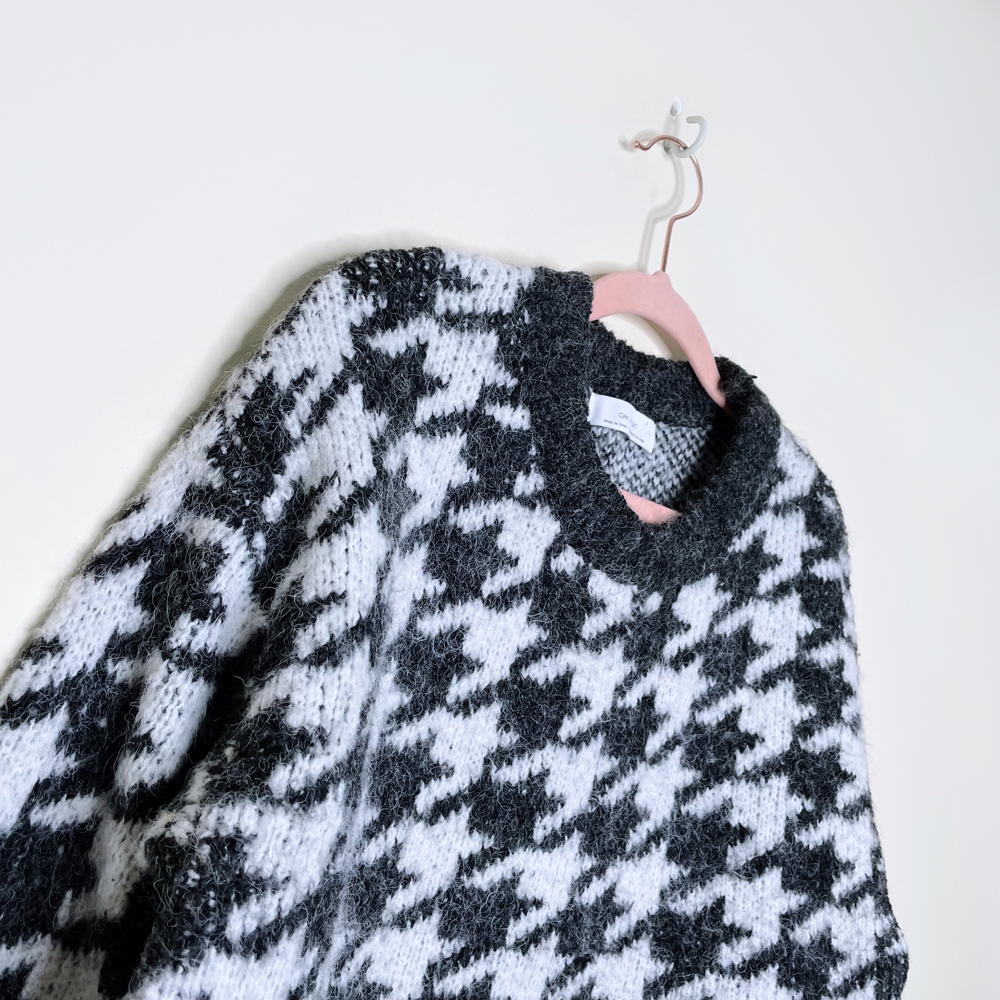 oak + fort houndstooth wool-blend sweater - size small