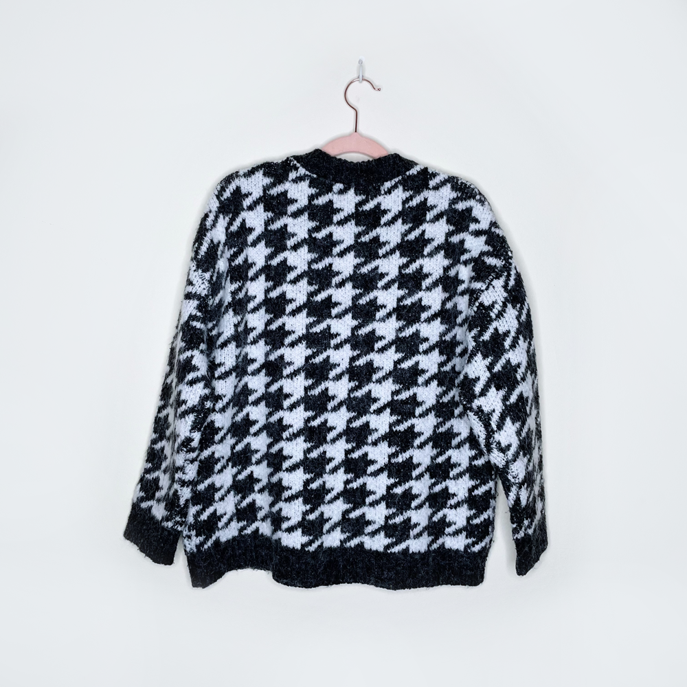 oak + fort houndstooth wool-blend sweater - size small