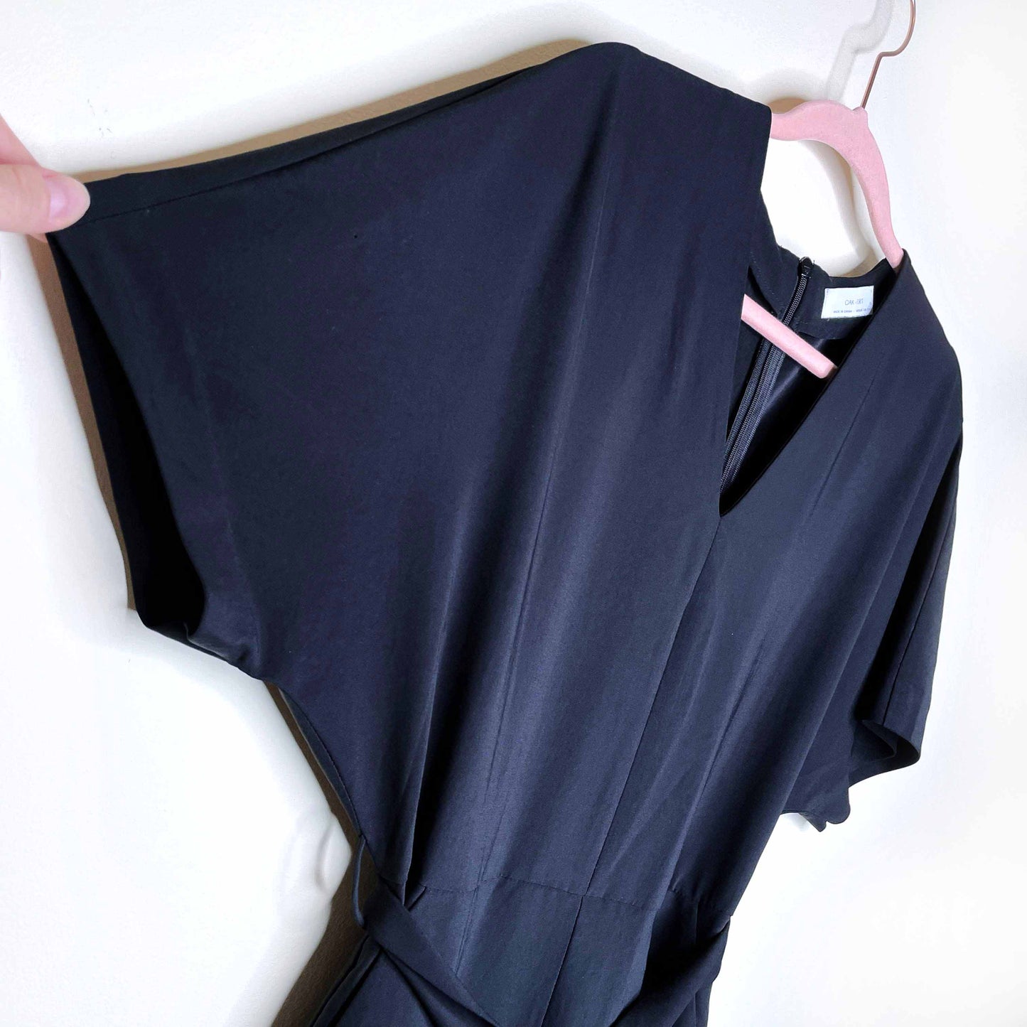 oak + fort v-neck tie waist wide leg evening flowy jumpsuit - size small