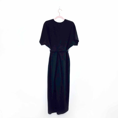 oak + fort v-neck tie waist wide leg evening flowy jumpsuit - size small