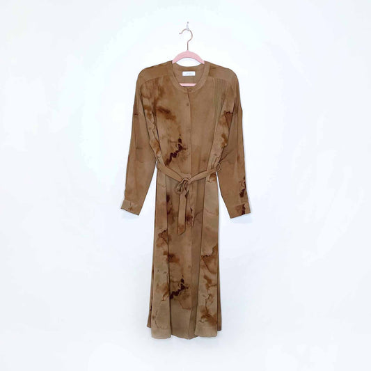 oak + fort tie dye belted midi shirt dress - size medium