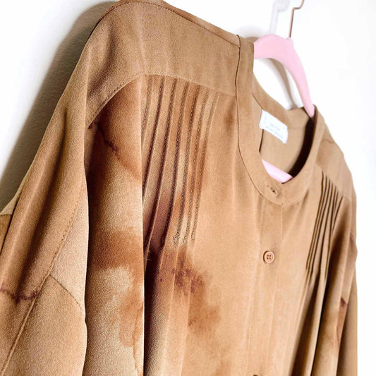 oak + fort tie dye belted midi shirt dress - size medium