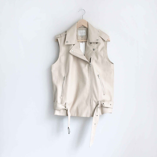 NWT Oak + Fort oversized pleather moto vest - size Medium