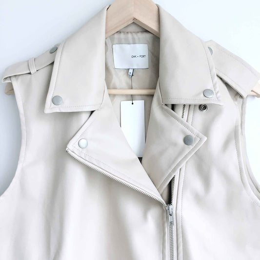 NWT Oak + Fort oversized pleather moto vest - size Medium