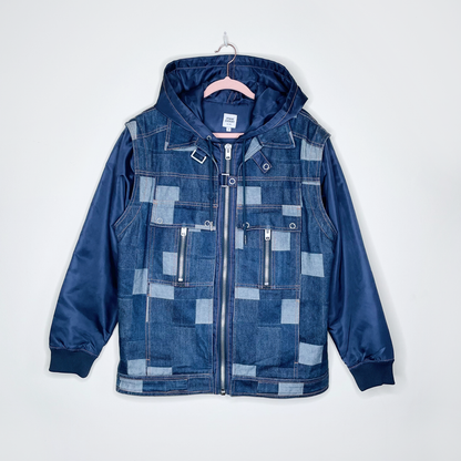 opening ceremony patchwork denim nylon jacket - size 6