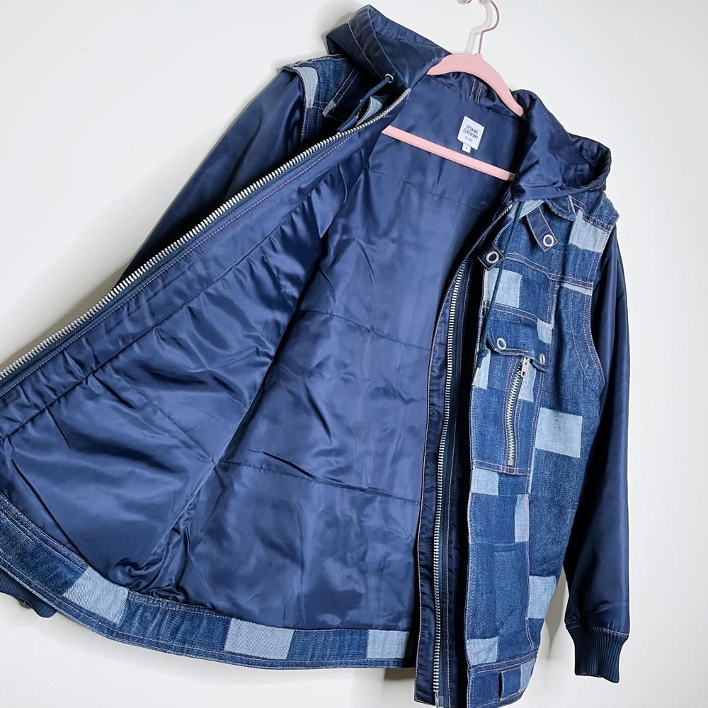 opening ceremony patchwork denim nylon jacket - size 6