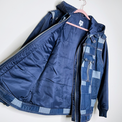 opening ceremony patchwork denim nylon jacket - size 6