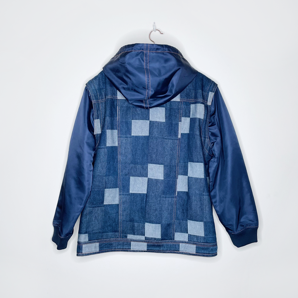 opening ceremony patchwork denim nylon jacket - size 6
