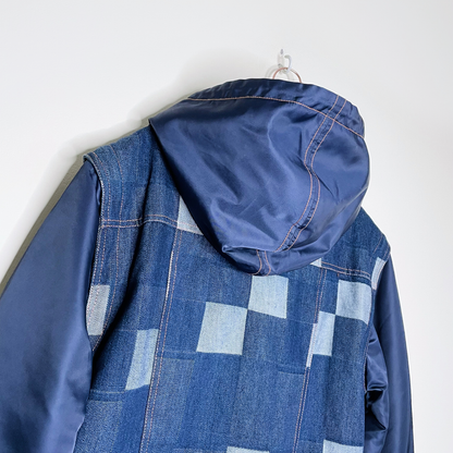 opening ceremony patchwork denim nylon jacket - size 6