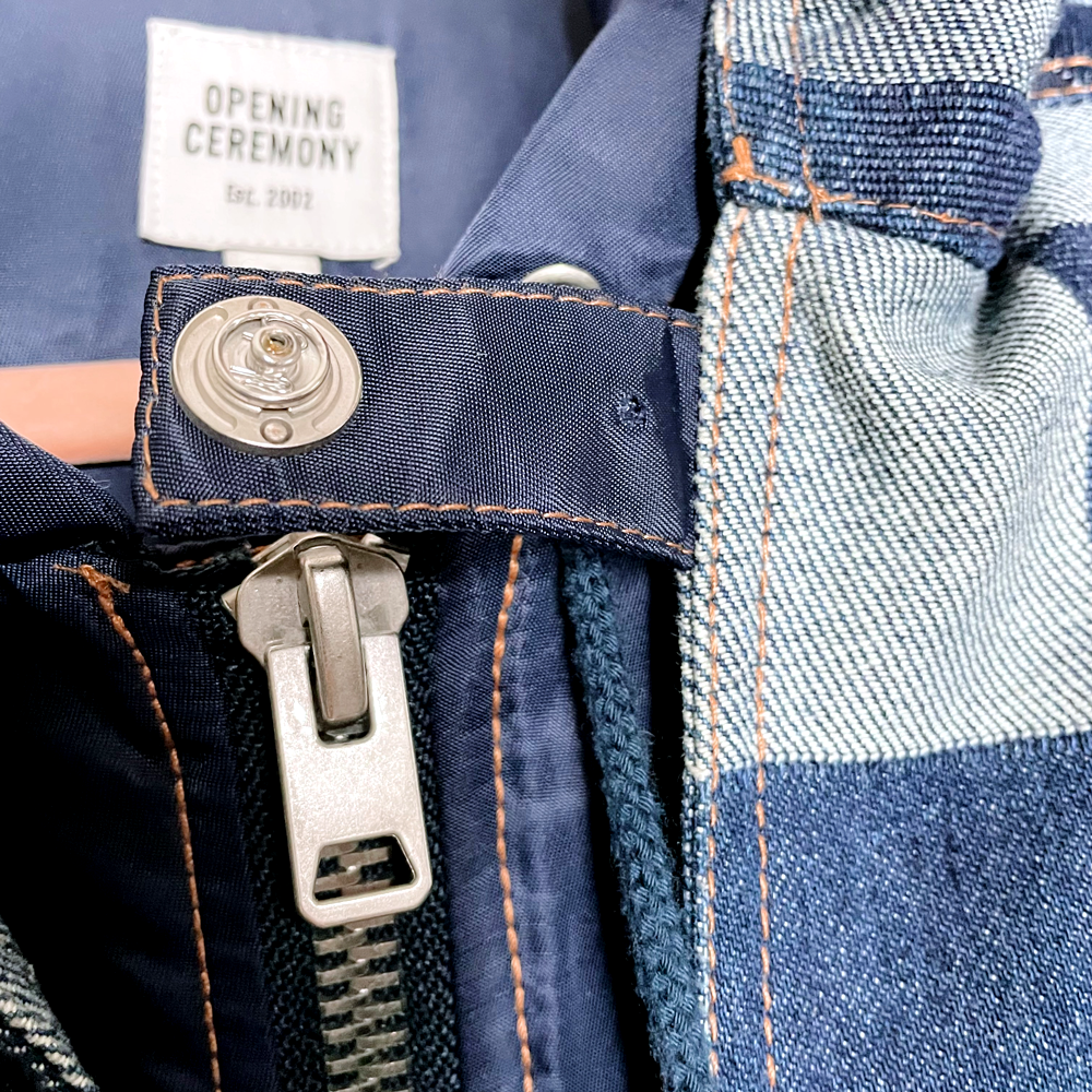 opening ceremony patchwork denim nylon jacket - size 6