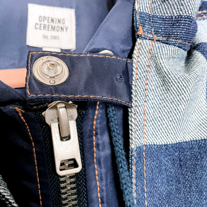 opening ceremony patchwork denim nylon jacket - size 6