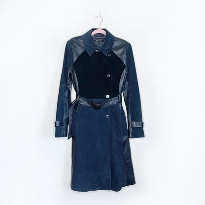 ohne titel spring 2017 leather suede belted trench coat - size 2