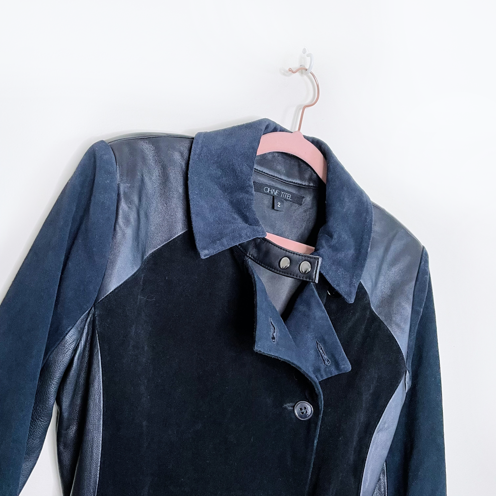 ohne titel spring 2017 leather suede belted trench coat - size 2