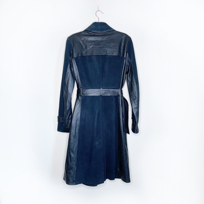 ohne titel spring 2017 leather suede belted trench coat - size 2