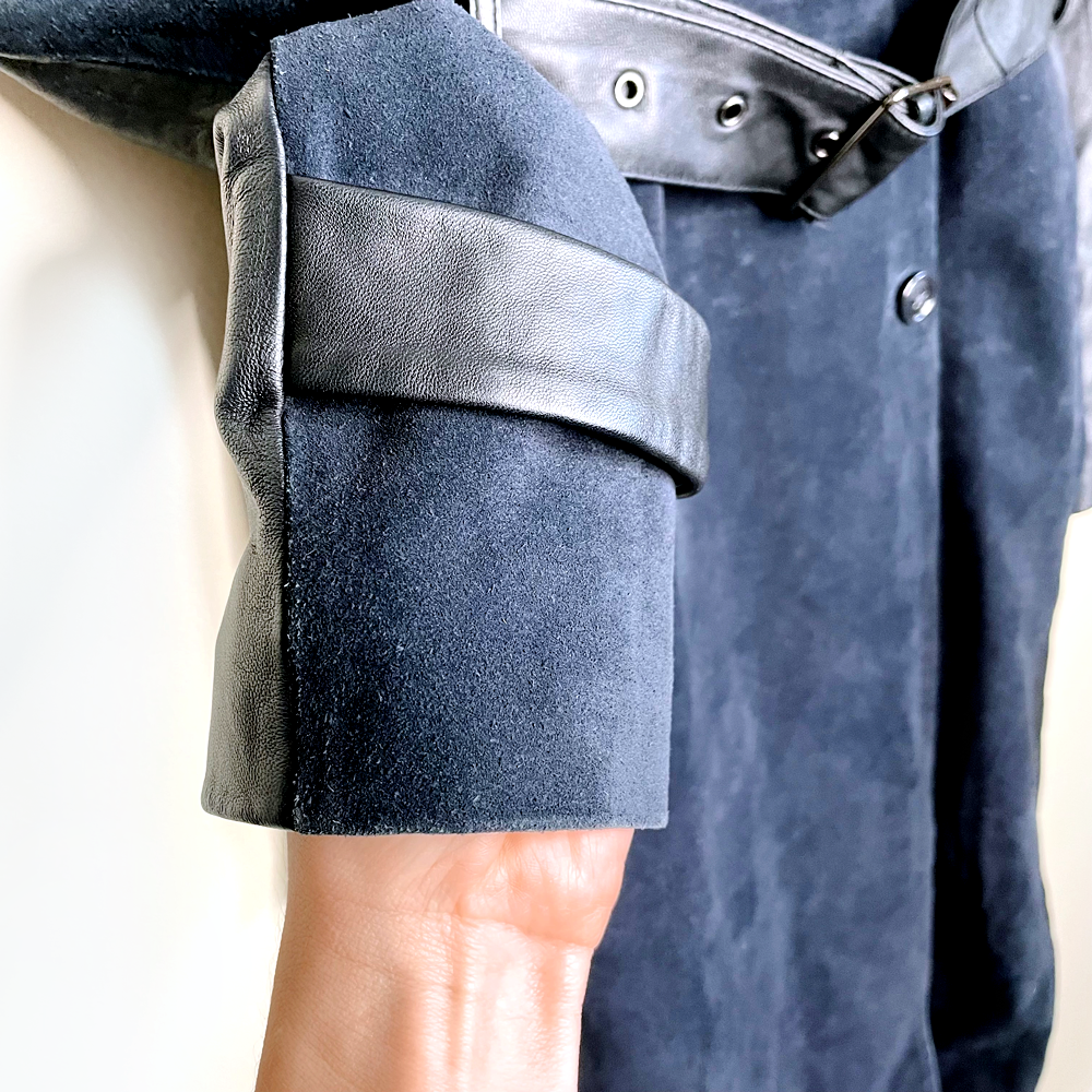 ohne titel spring 2017 leather suede belted trench coat - size 2