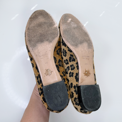 charlotte olympia pony hair leopard embroidered cat flats - size 40