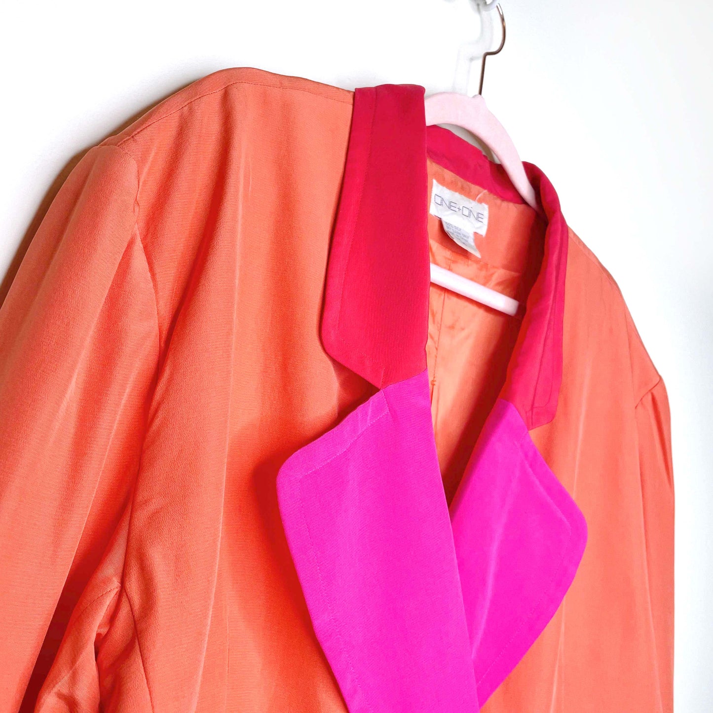 vintage one + one orange and pink silk blazer - size 14