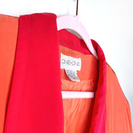 vintage one + one orange and pink silk blazer - size 14
