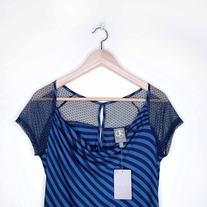 nwt one september cowl neck striped tee - size medium