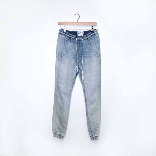 one teaspoon super trackies high rise denim joggers - size xs