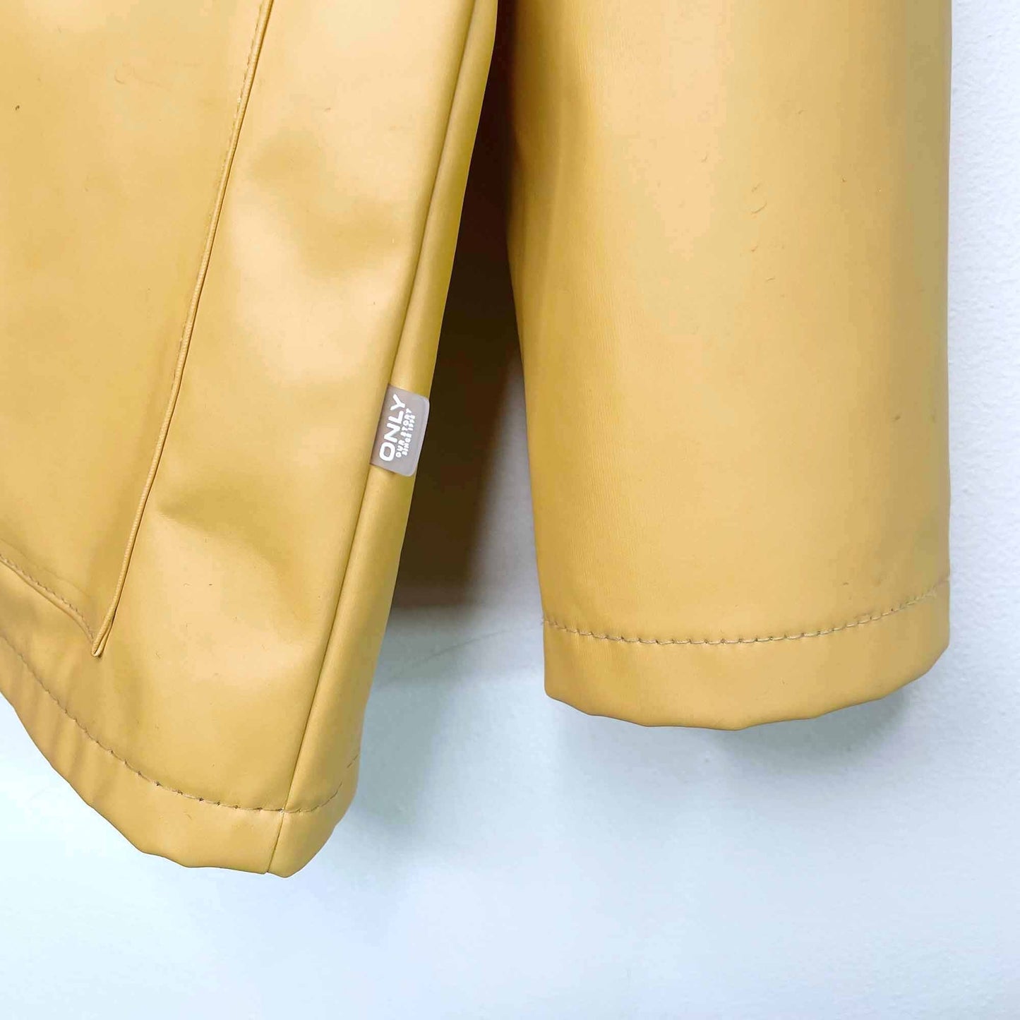 only yellow train short rain coat - size medium