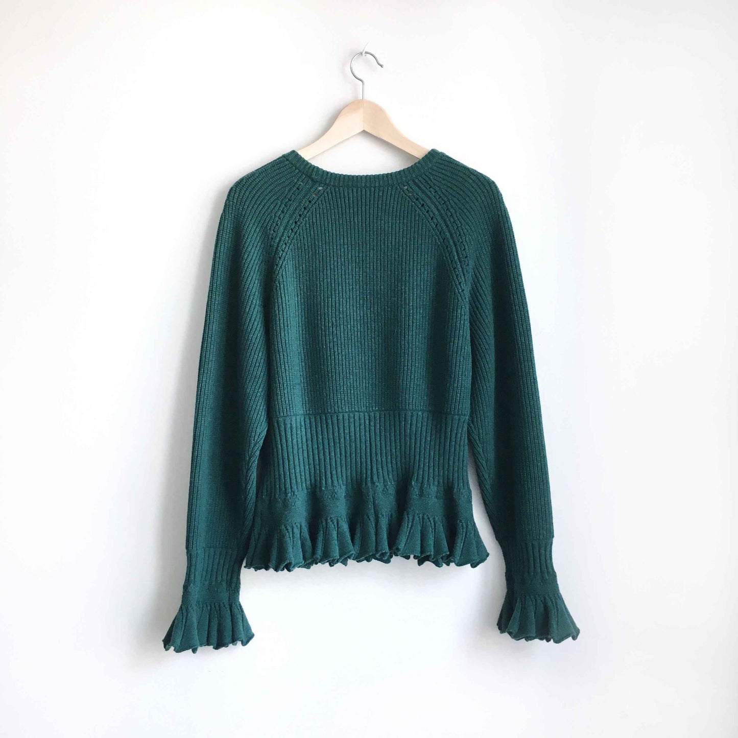 Opening Ceremony wool pointelle peplum sweater - size Large