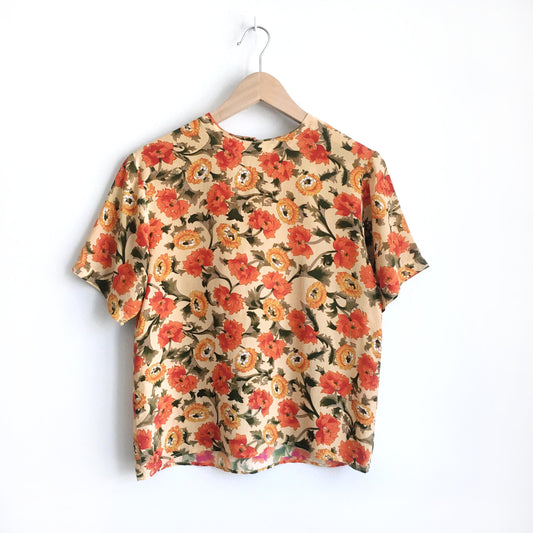 Oscar de la Renta vintage silk floral top - size Small
