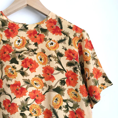 Oscar de la Renta vintage silk floral top - size Small